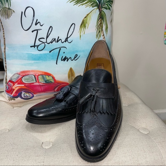 ASOS NWOB! Fringe/Tassel Dress Loafers In Black Polished Leather Shoes - Picture 3 of 12